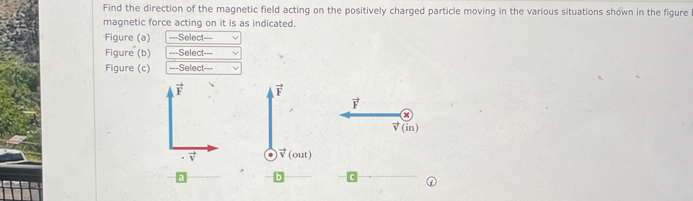 Find the direction of the magnetic field acting