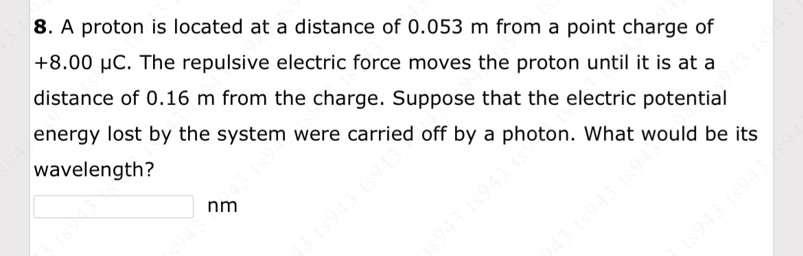 A proton is located at a distance of 0 . 0 5 3 m