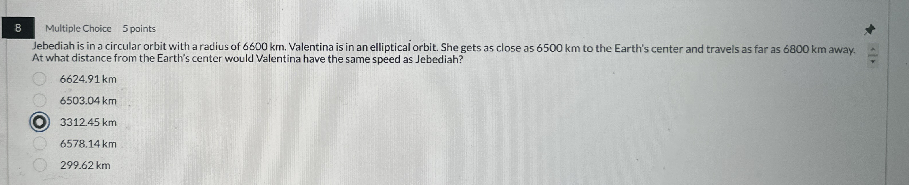 8 Multiple Choice 5 points Jebediah is in a