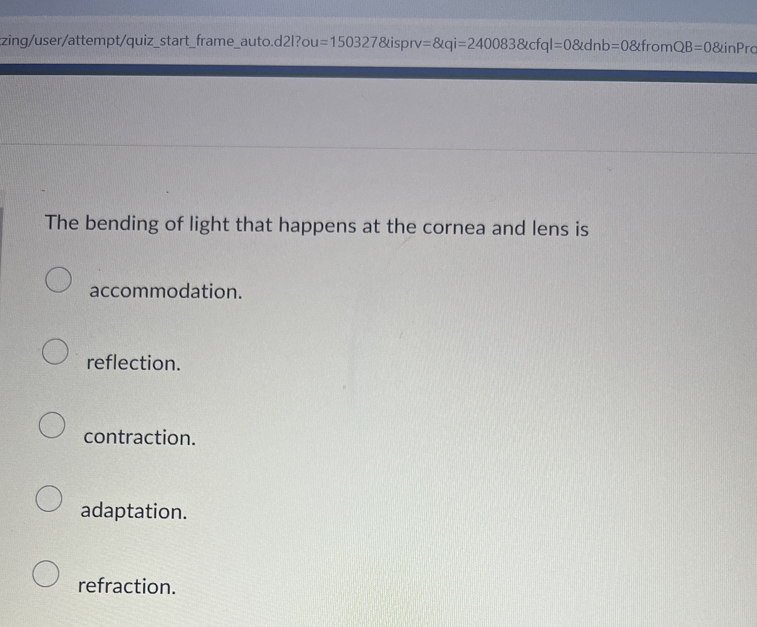 The bending of light that happens at the cornea