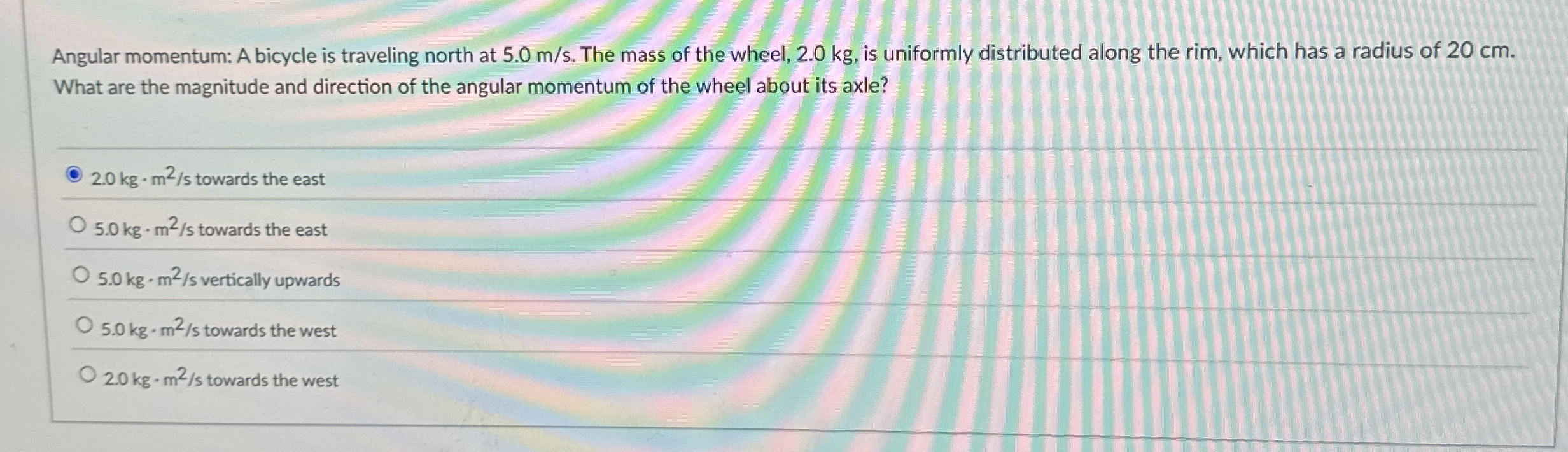 Angular momentum: A bicycle is traveling north at