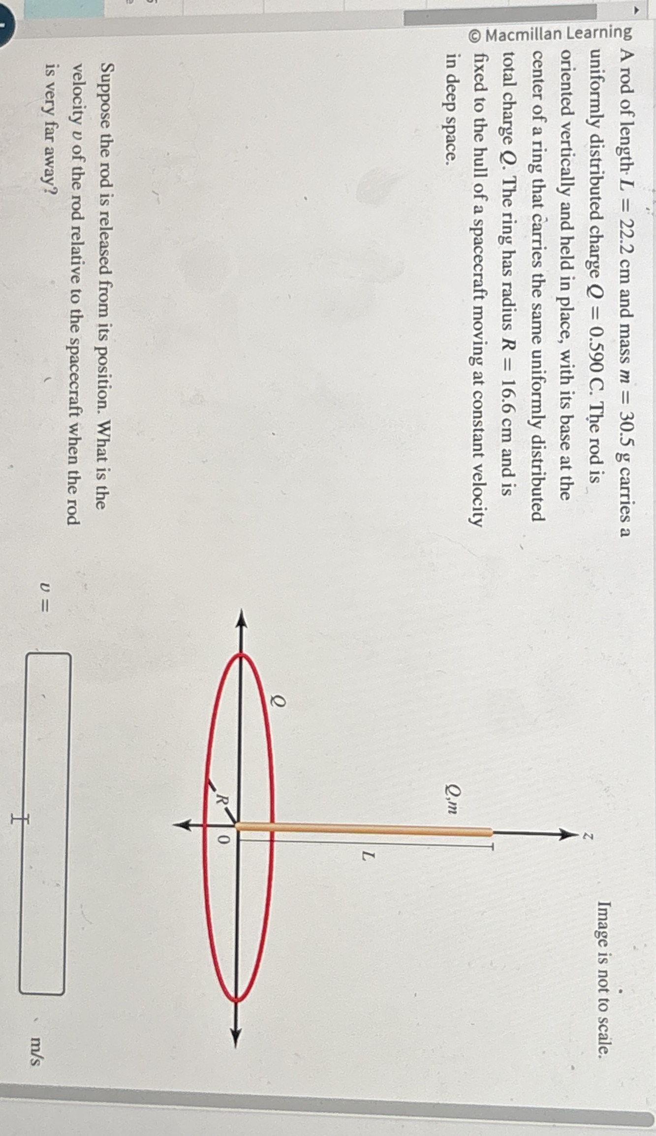 A rod of length L = 2 2 . 2 c m and mass m = 3 0