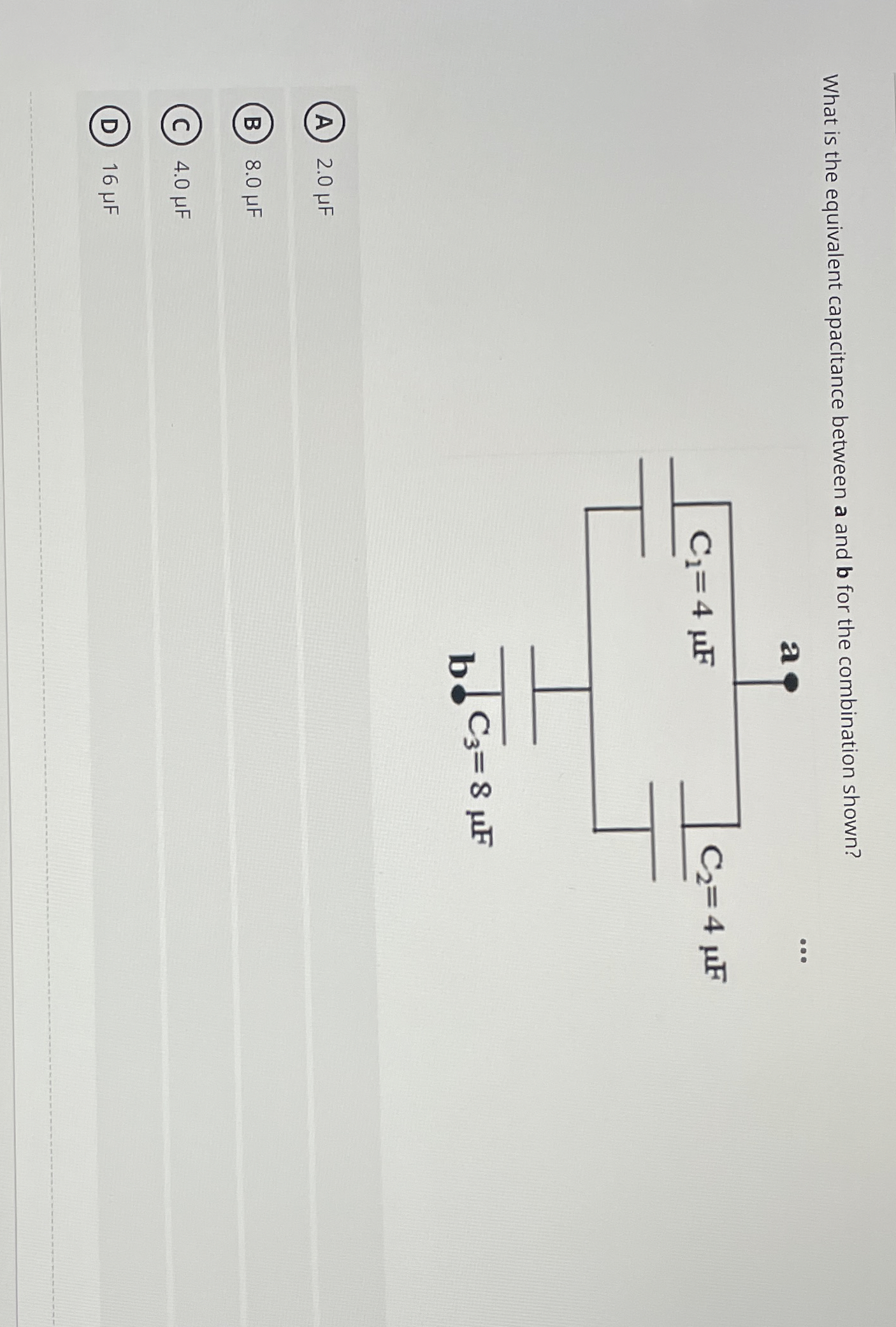 What is the equivalent capacitance between a and