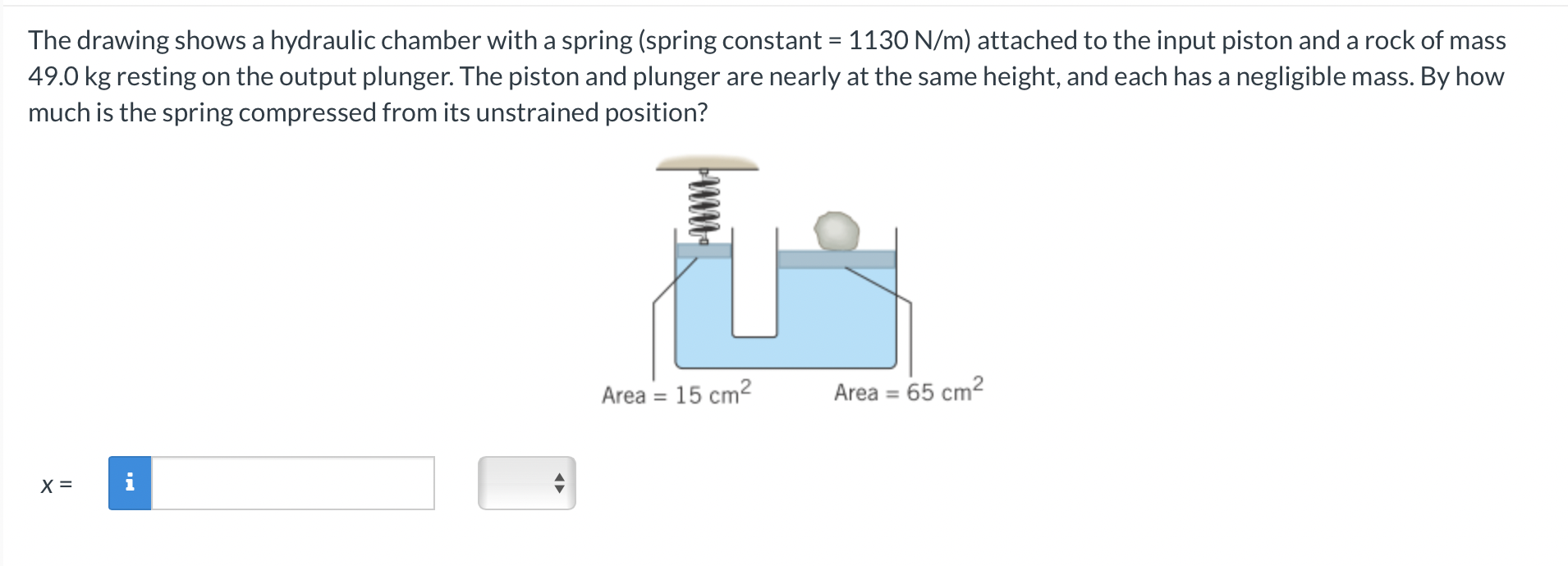 The drawing shows a hydraulic chamber with a