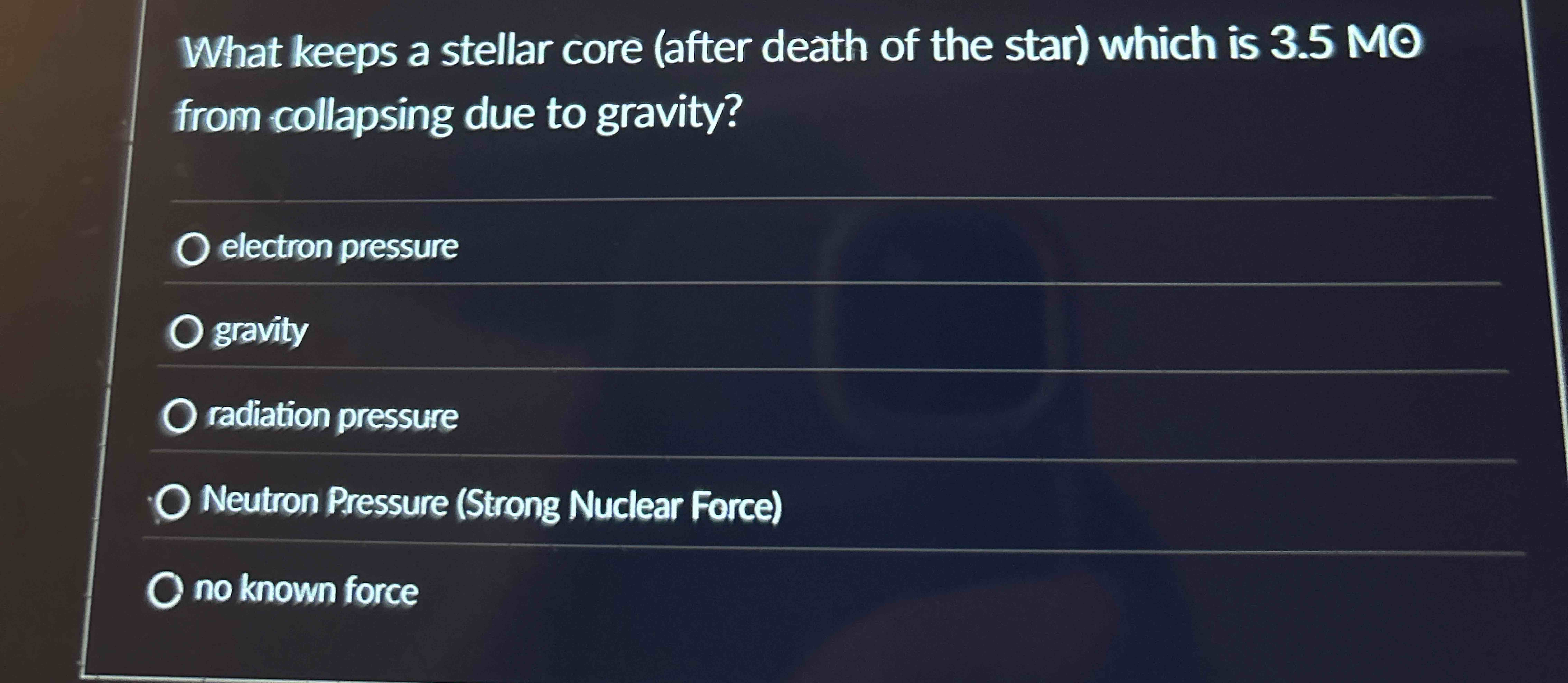 What keeps a stellar core ( after death of the