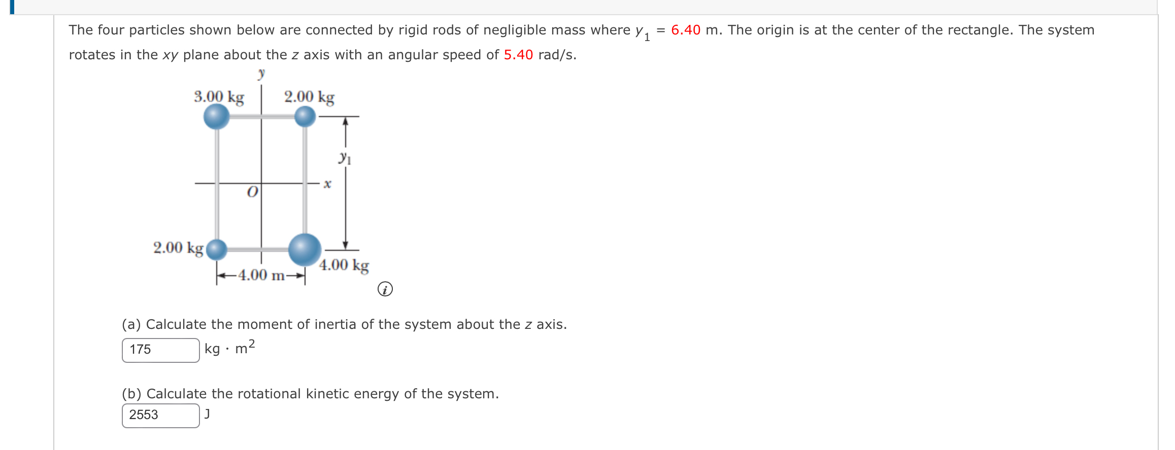 The four particles shown below are connected by
