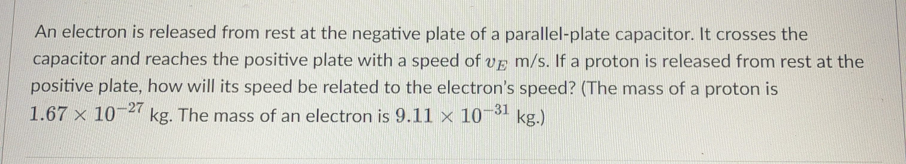 An electron is released from rest at the negative