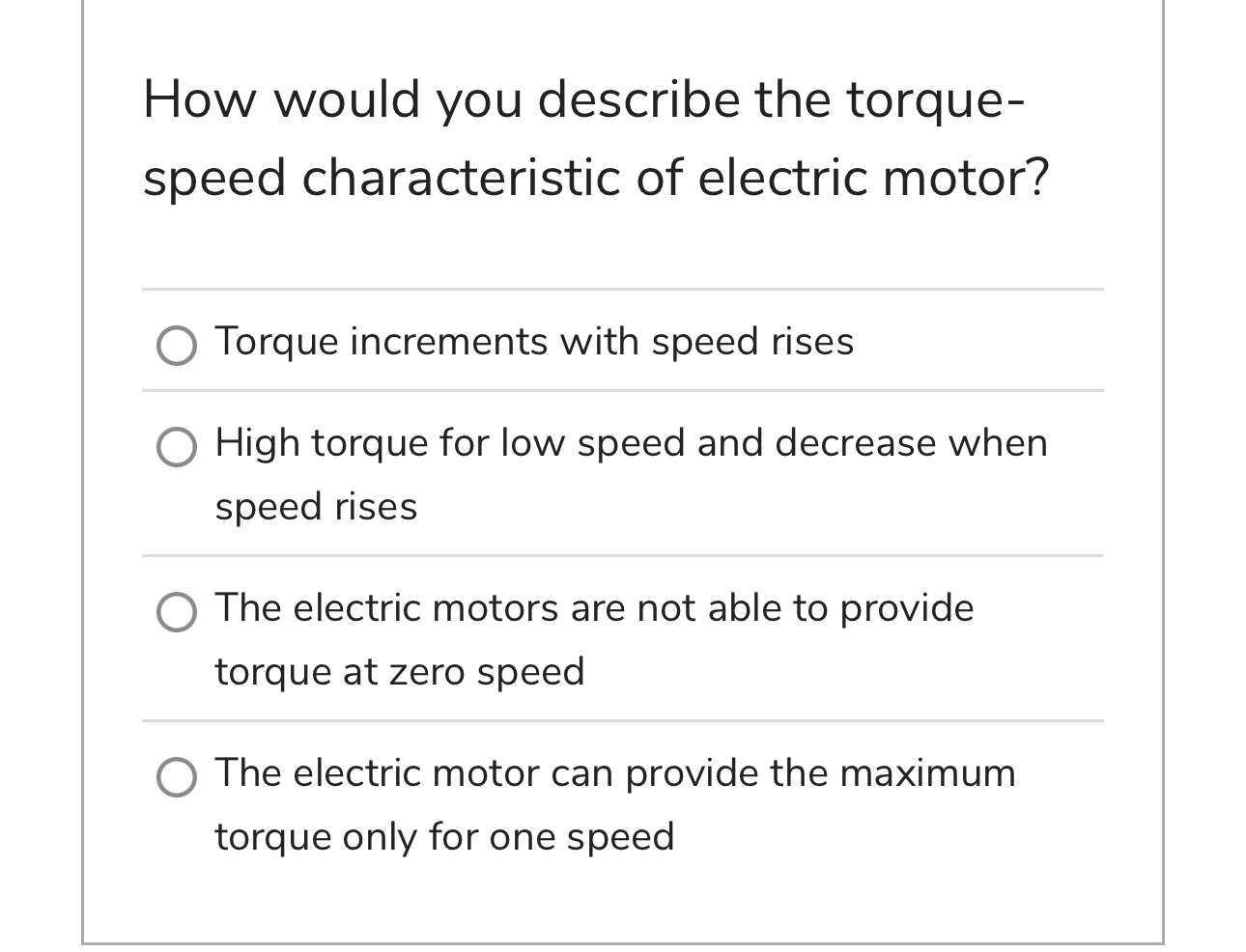 How would you describe the torquespeed