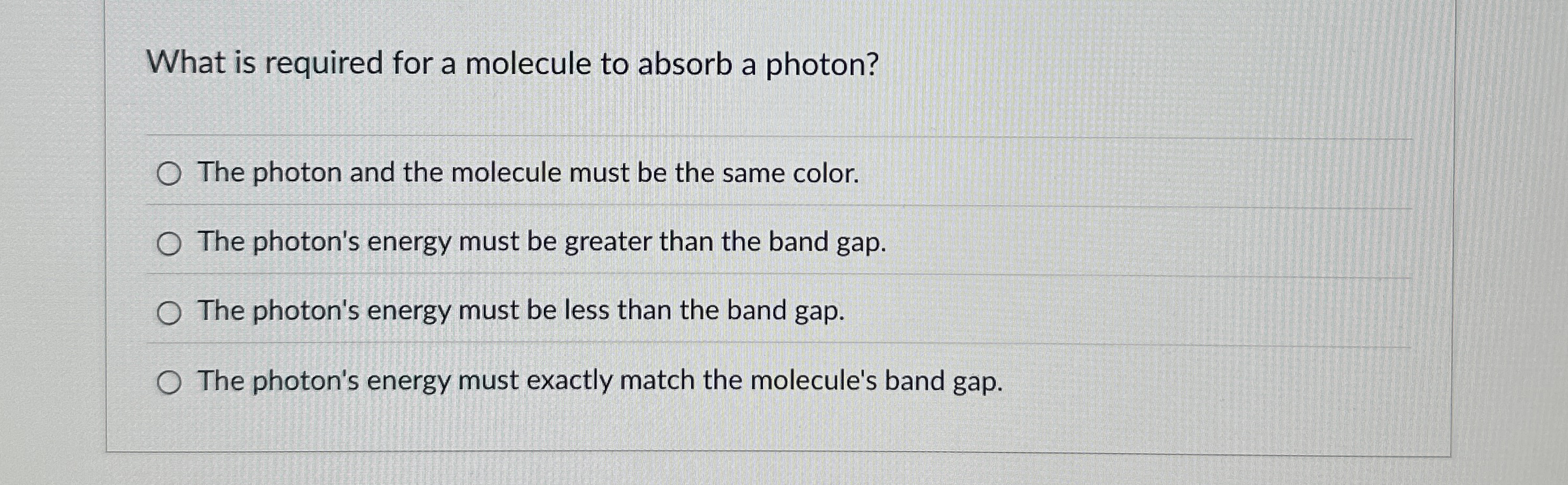 What is required for a molecule to absorb a
