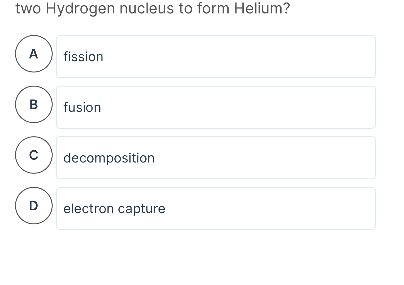 two Hydrogen nucleus to form Helium? decomposition