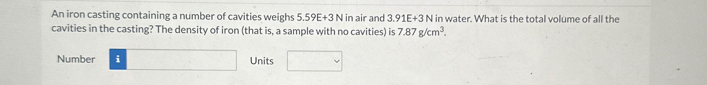 An iron casting containing a number of cavities