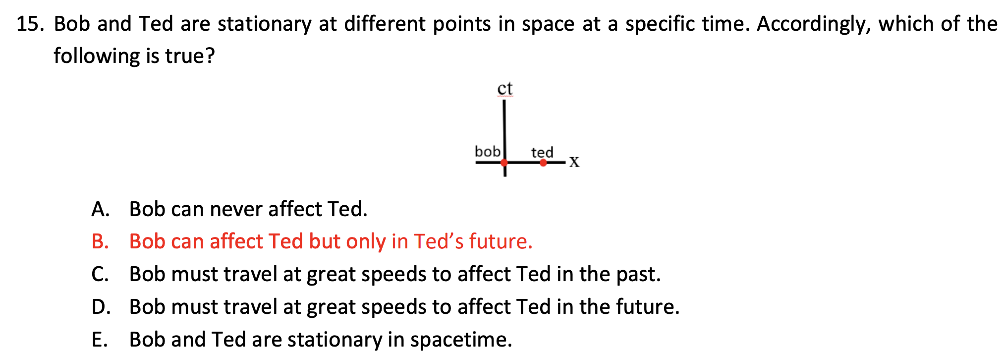 1 5 . Bob and Ted are stationary at different