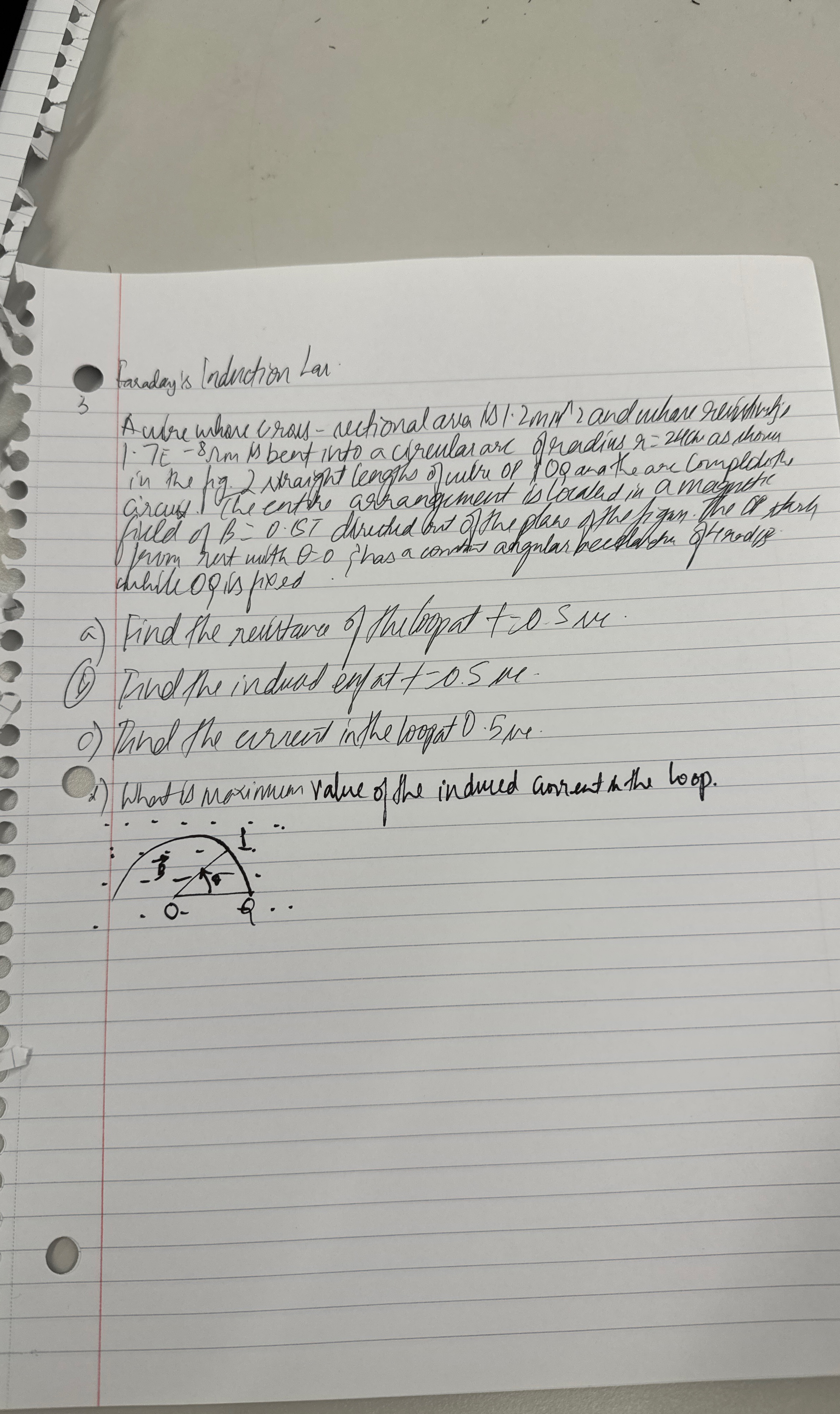 Faraday's Induction Lar 1 . 7 E - 8 m m is bent