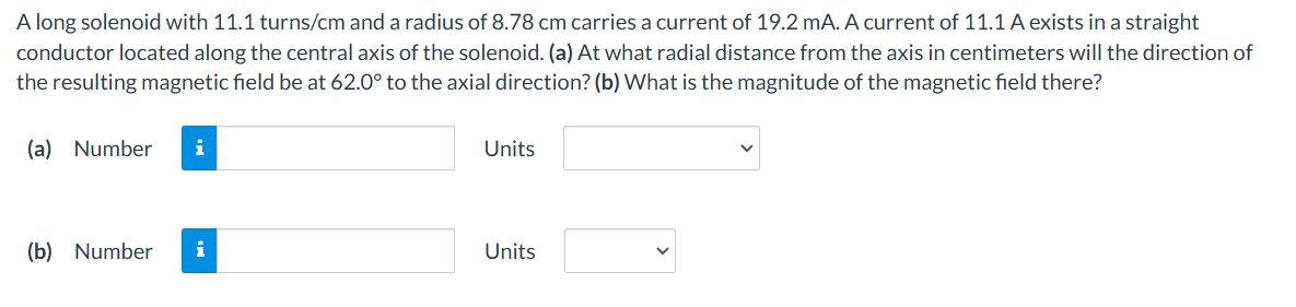 A long solenoid with 1 1 . 1 turns \ ( / \ mathrm