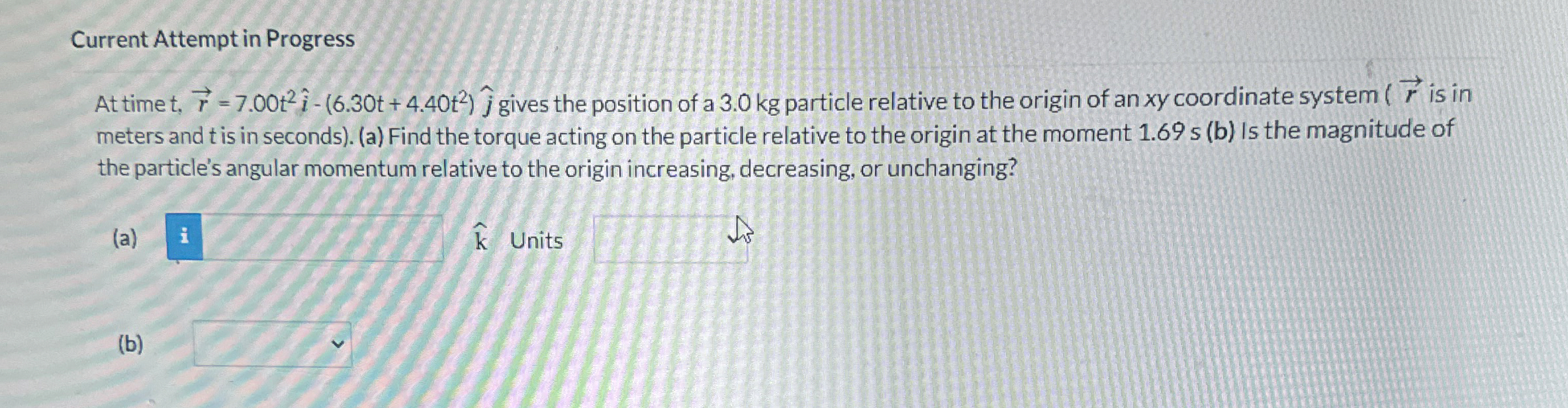 Current Attempt in Progress At time t , vec ( r )