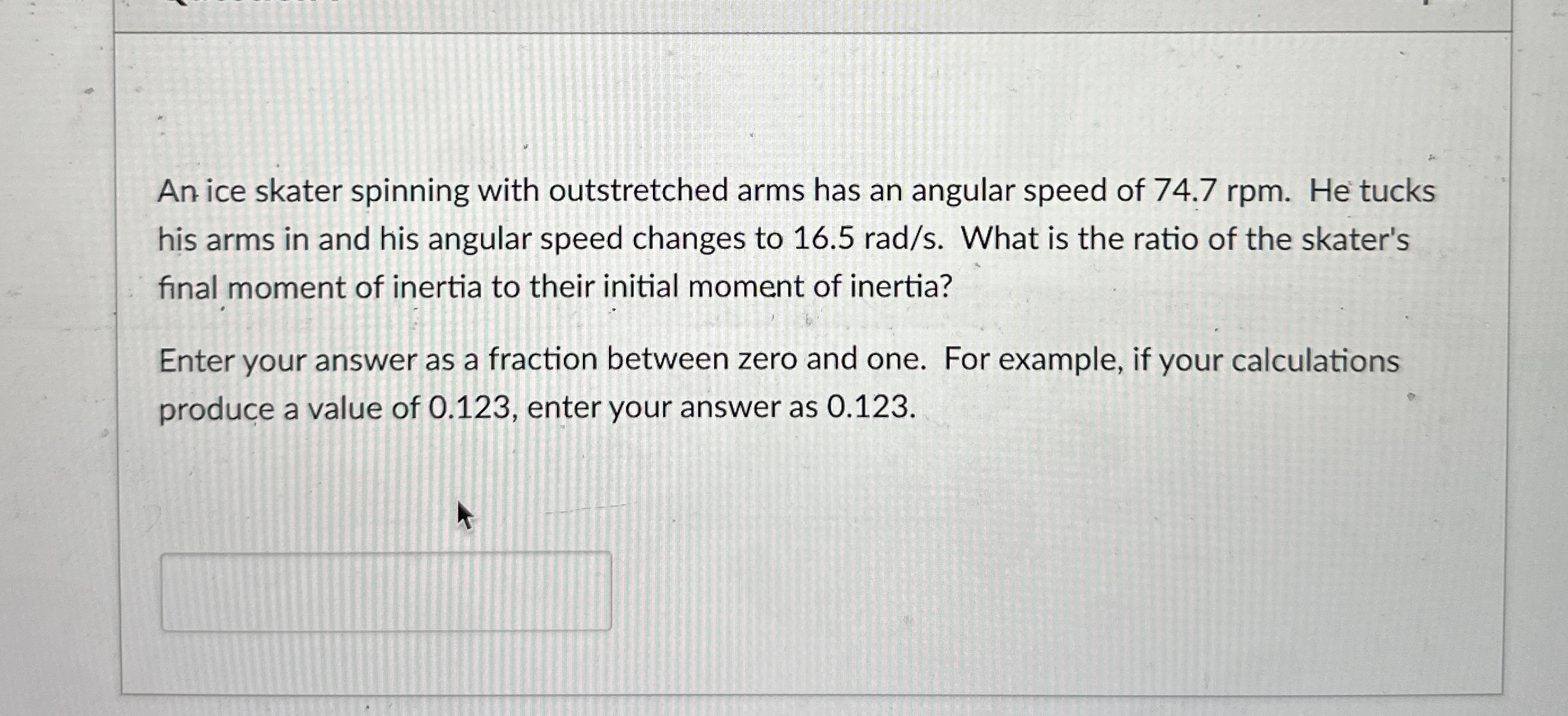 An ice skater spinning with outstretched arms has