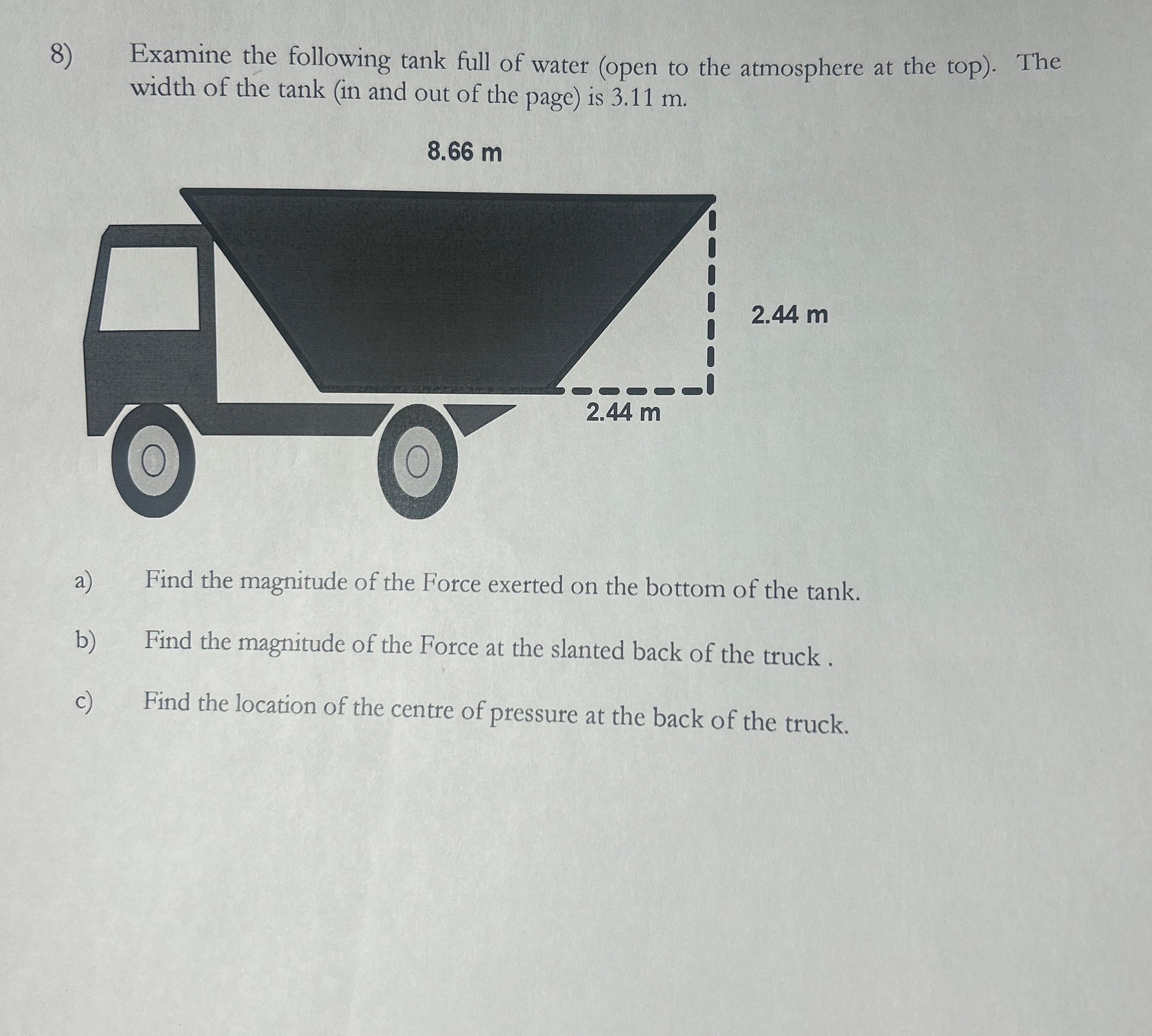 Examine the following tank full of water ( open