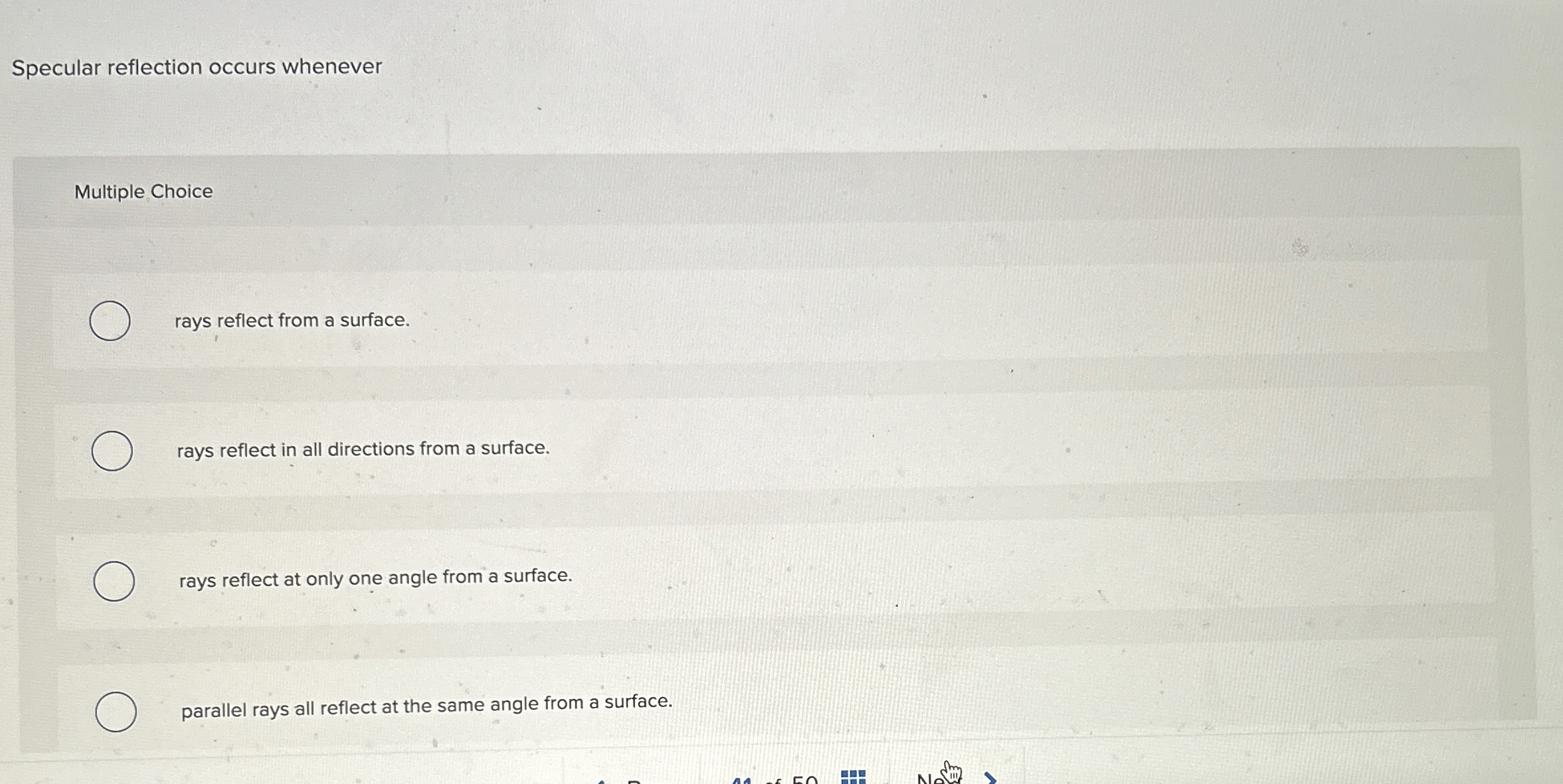Specular reflection occurs whenever Multiple