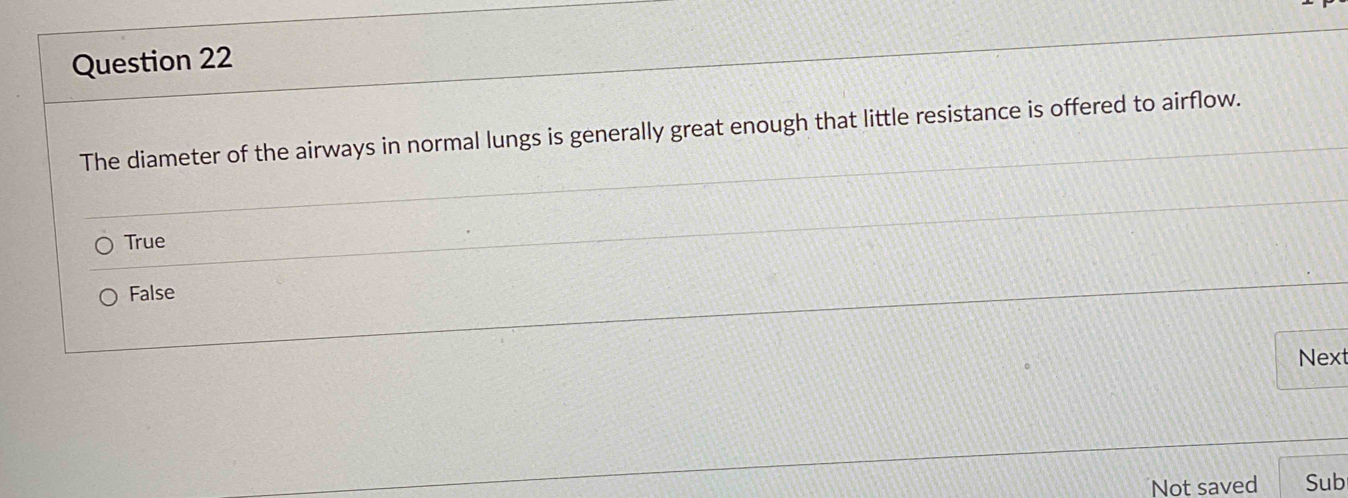 Question 2 2 The diameter of the airways in