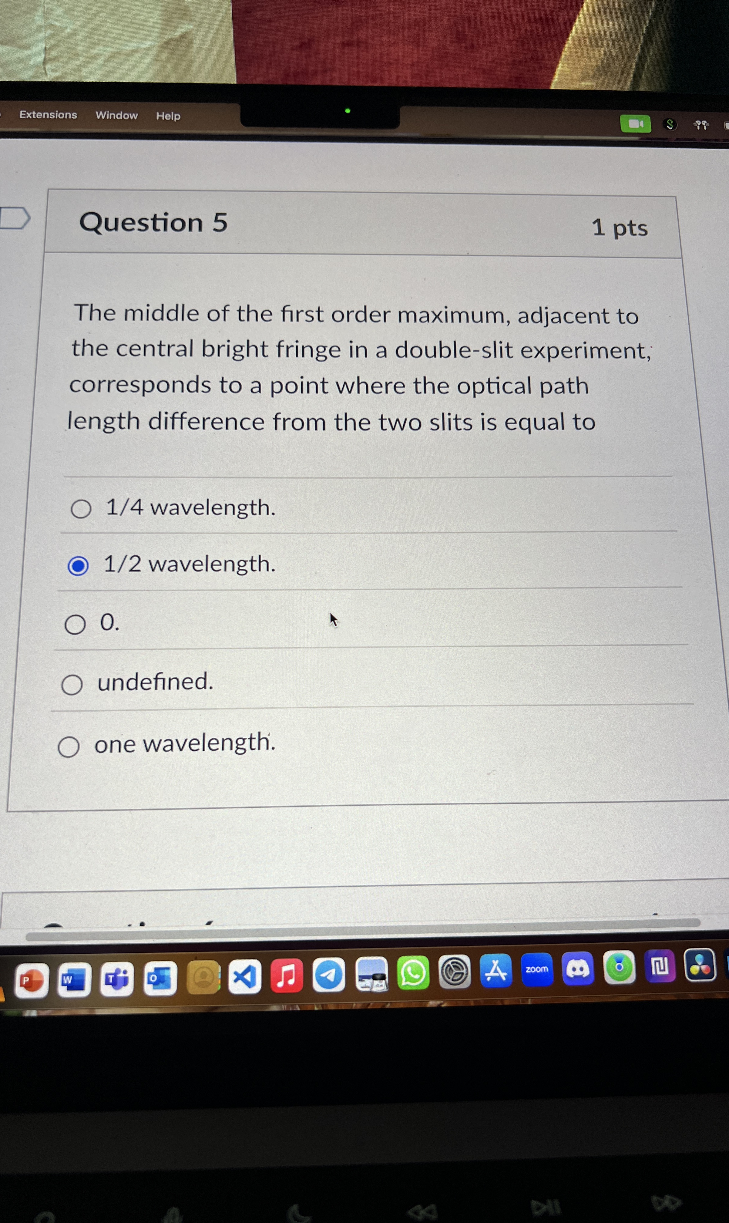 Extensions Window Help Question 5 1 pts The