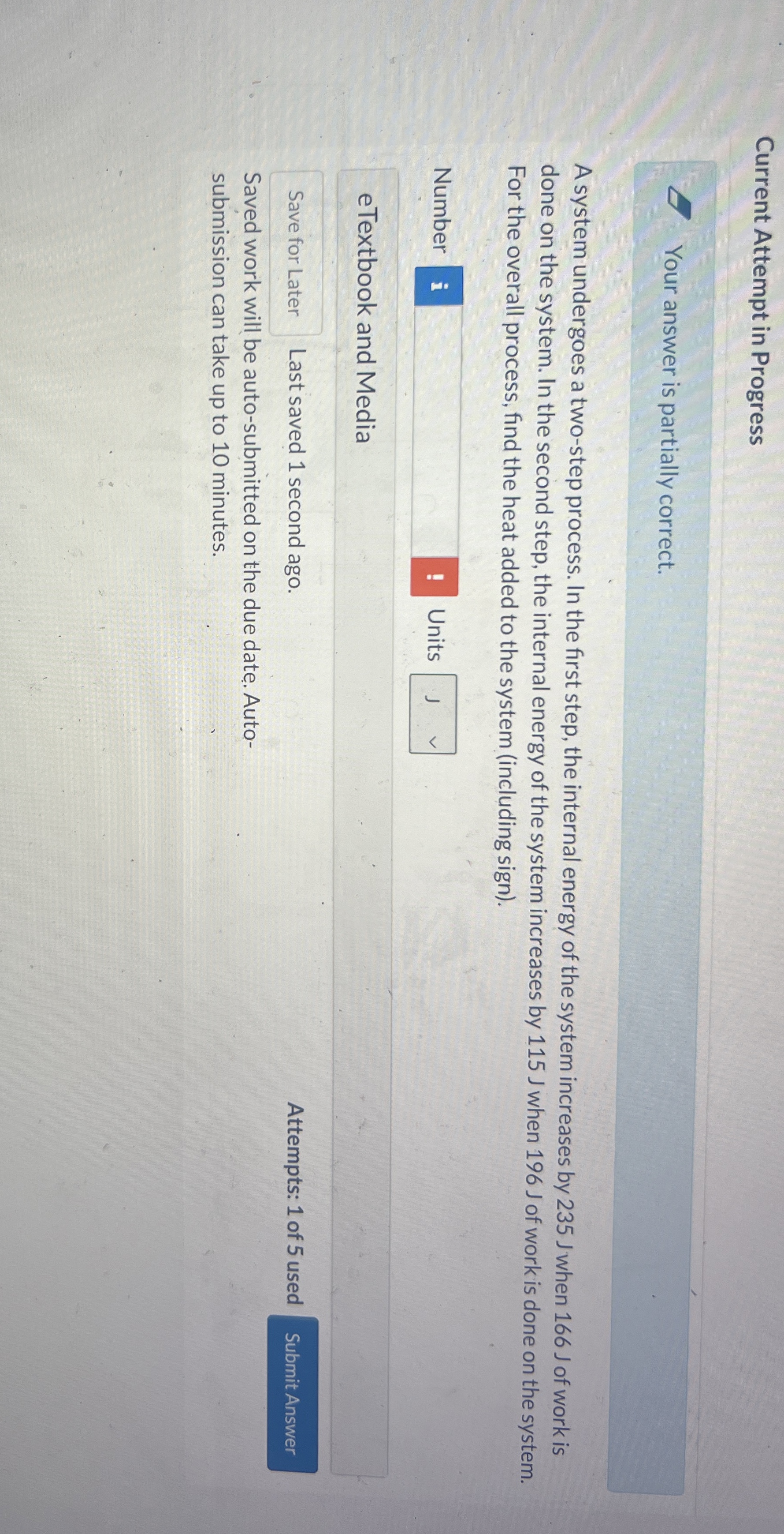 Current Attempt in Progress Your answer is