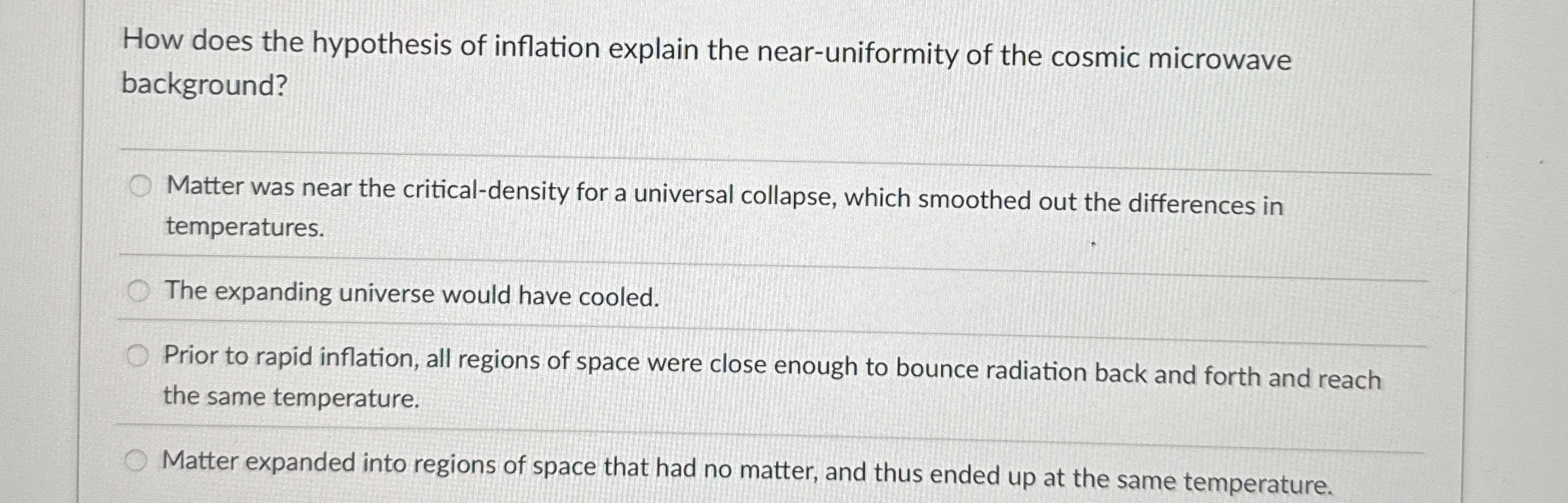 How does the hypothesis of inflation explain the