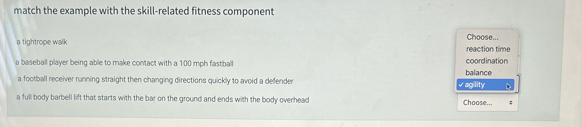 match the example with the skill - related