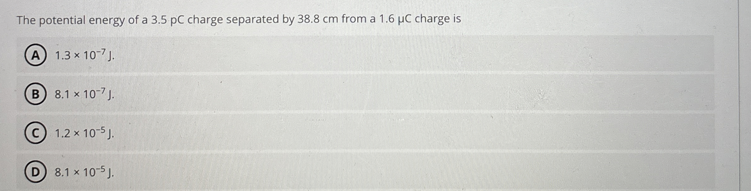 The potential energy of a 3 . 5 pC charge