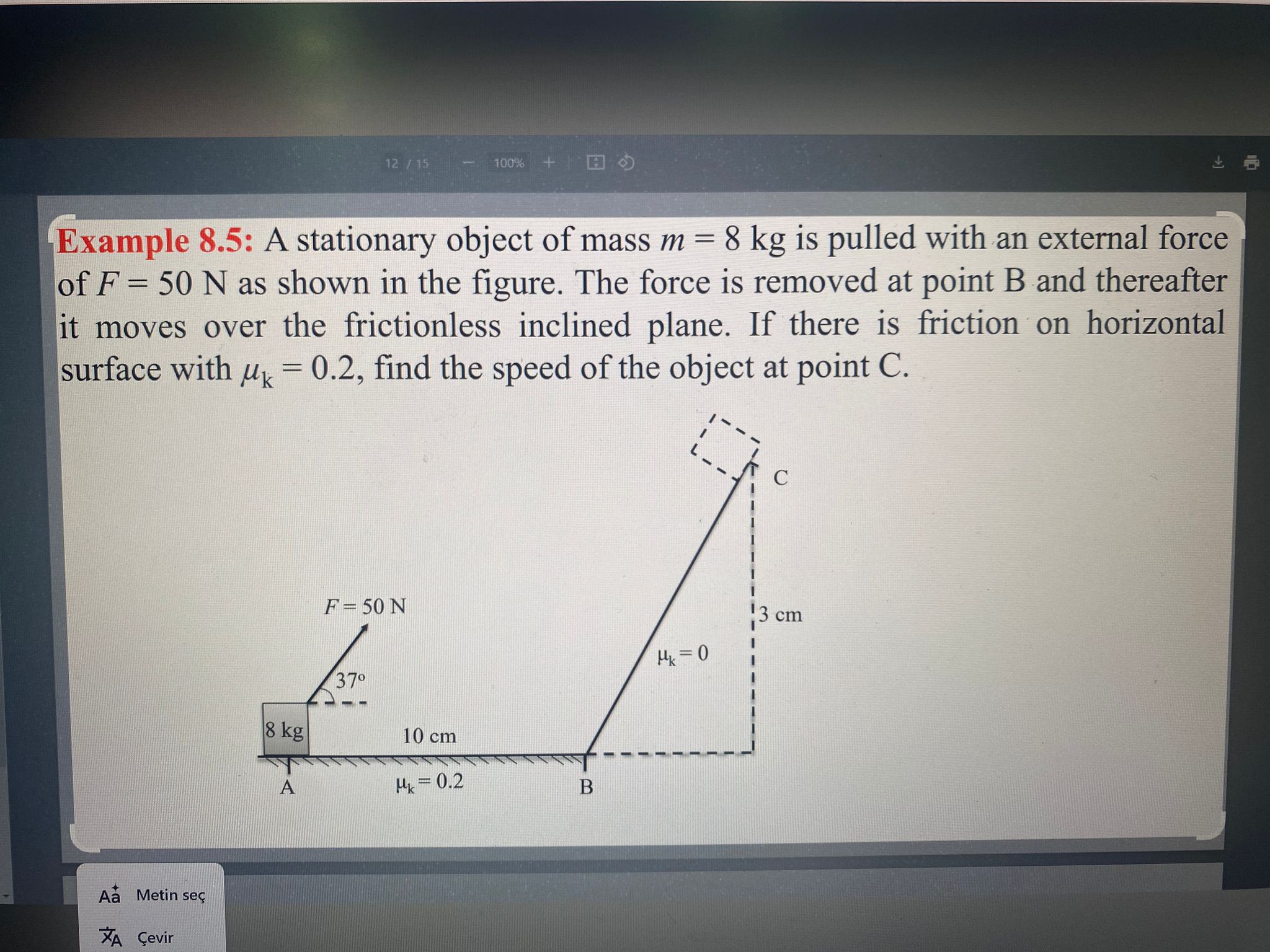 Example 8 . 5 : A stationary object of mass \ ( m