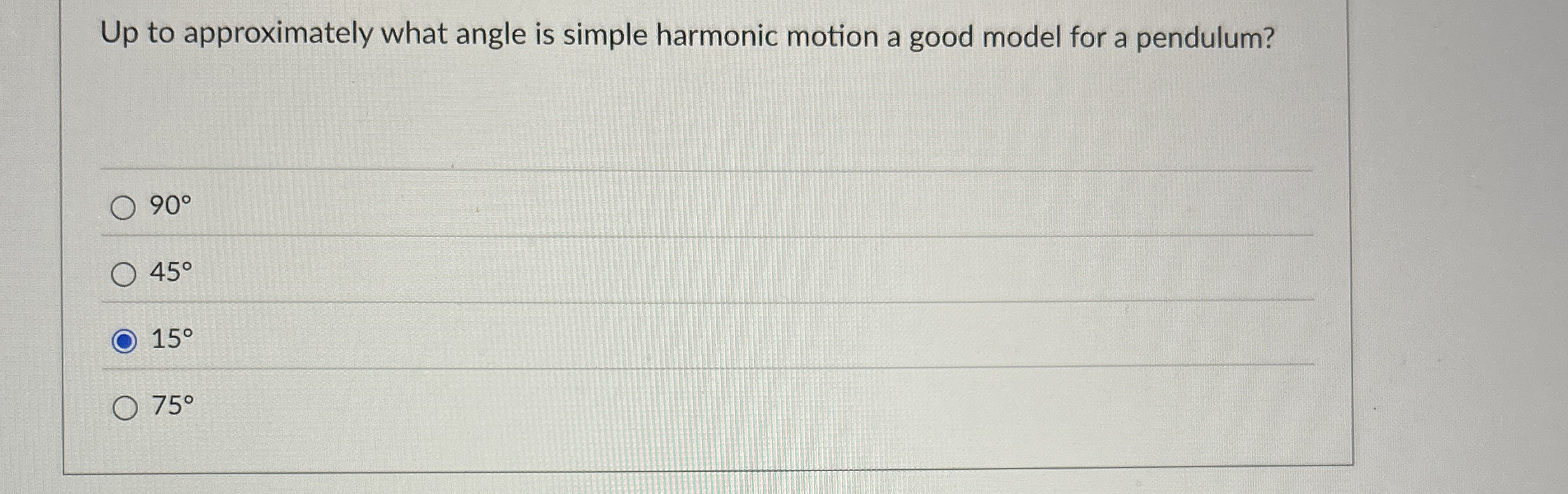 Up to approximately what angle is simple harmonic