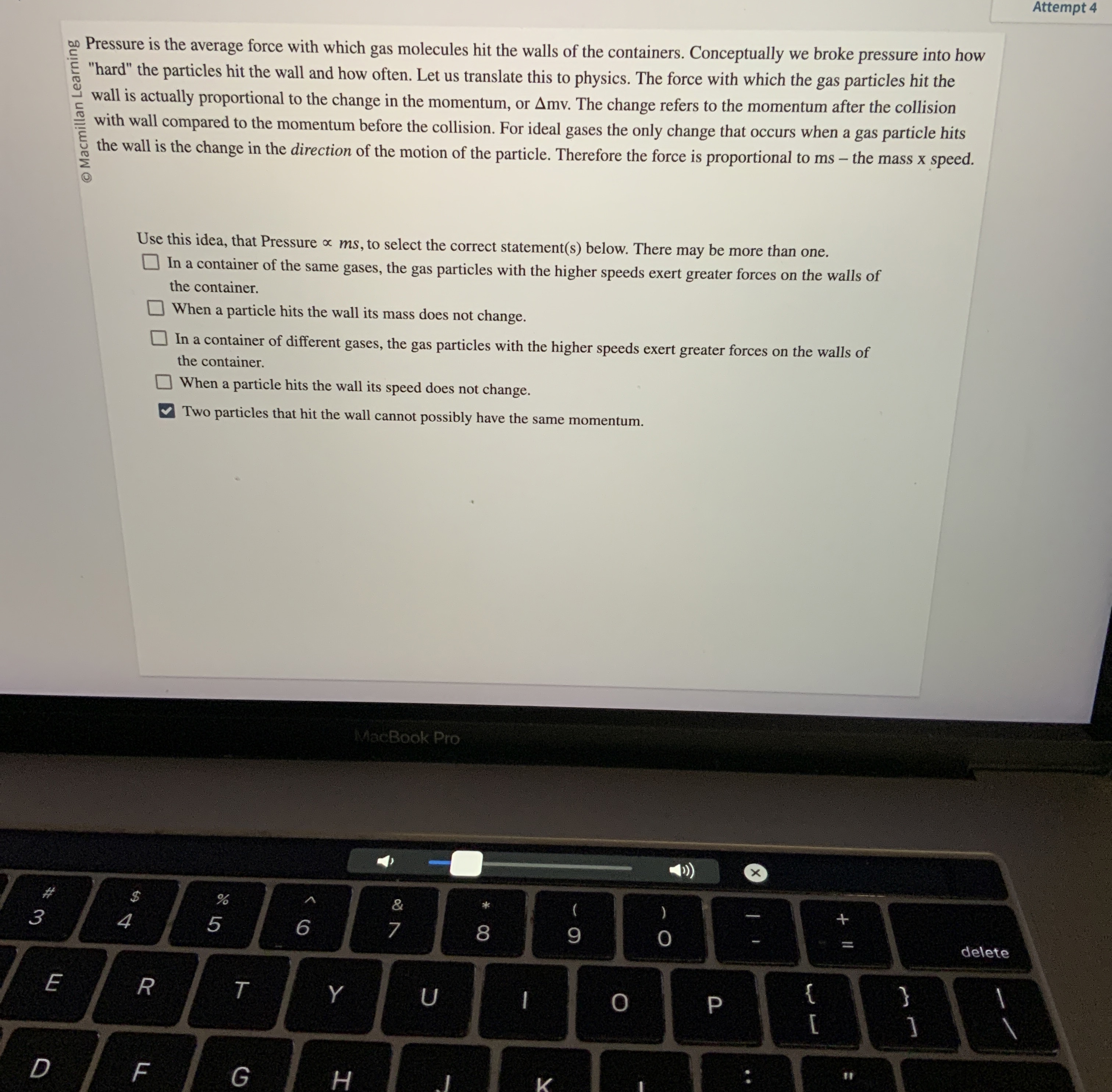 Attempt 4 Pressure is the average force with