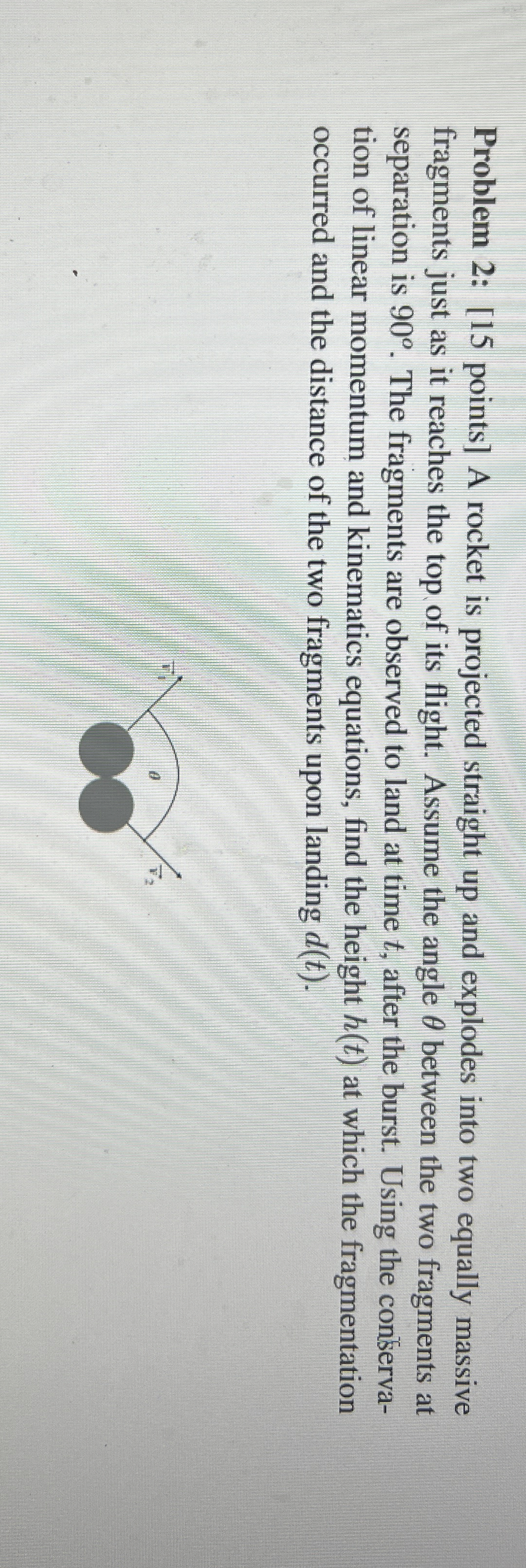 Problem 2 : [ 1 5 points ] A rocket is projected
