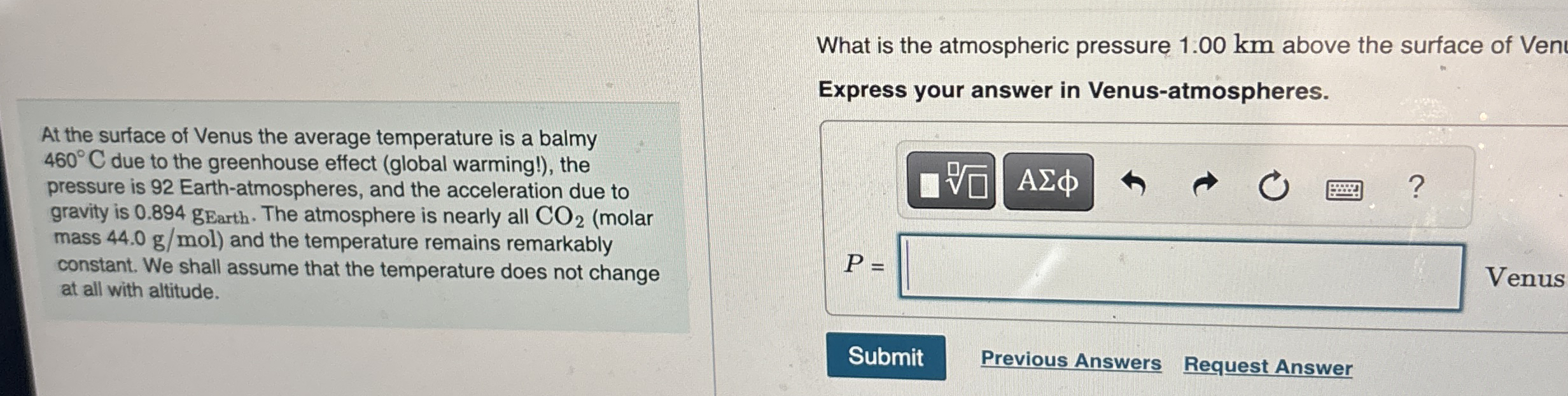 Part B What is the atmospheric pressure 1 . 0 0