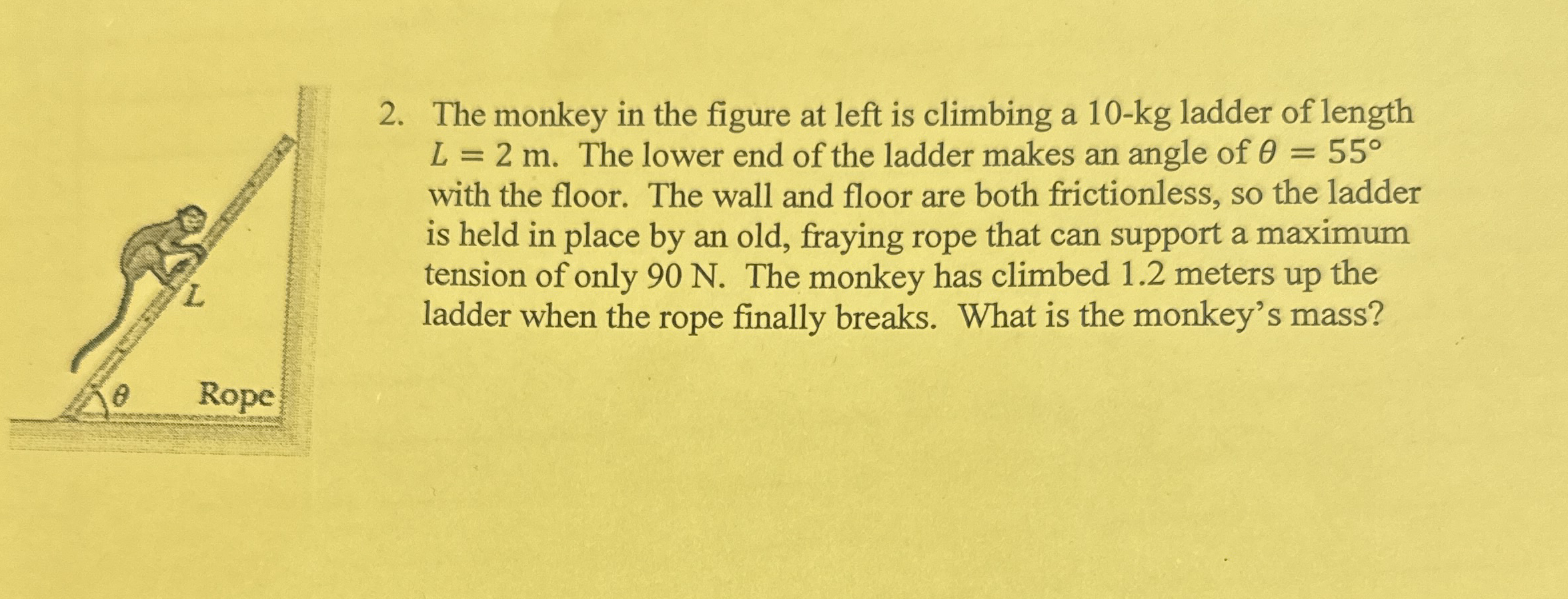 The monkey in the figure at left is climbing a 1