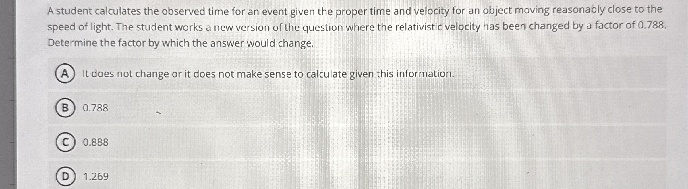 A student calculates the observed time for an