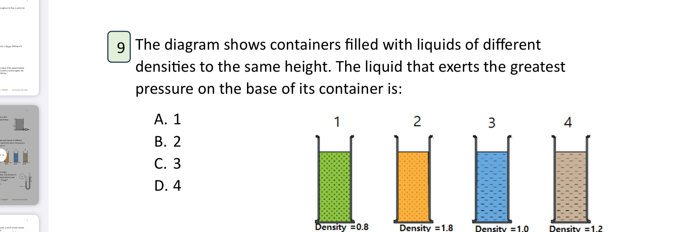 9 The diagram shows containers filled with