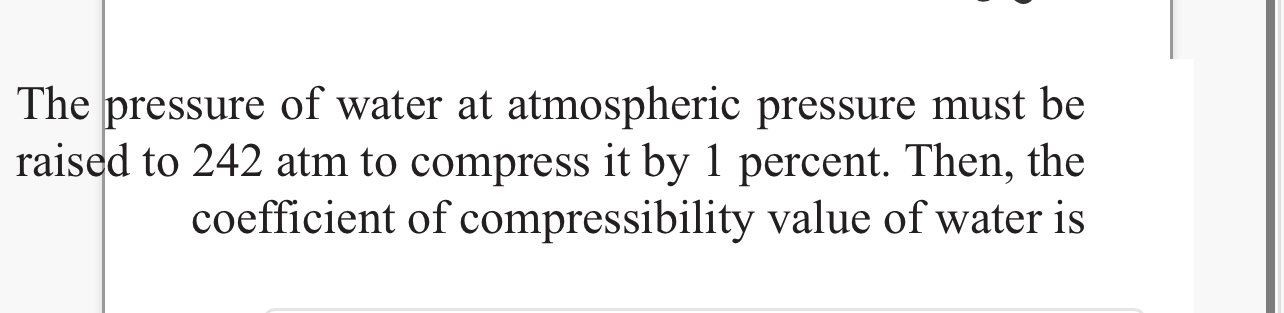 The pressure of water at atmospheric pressure