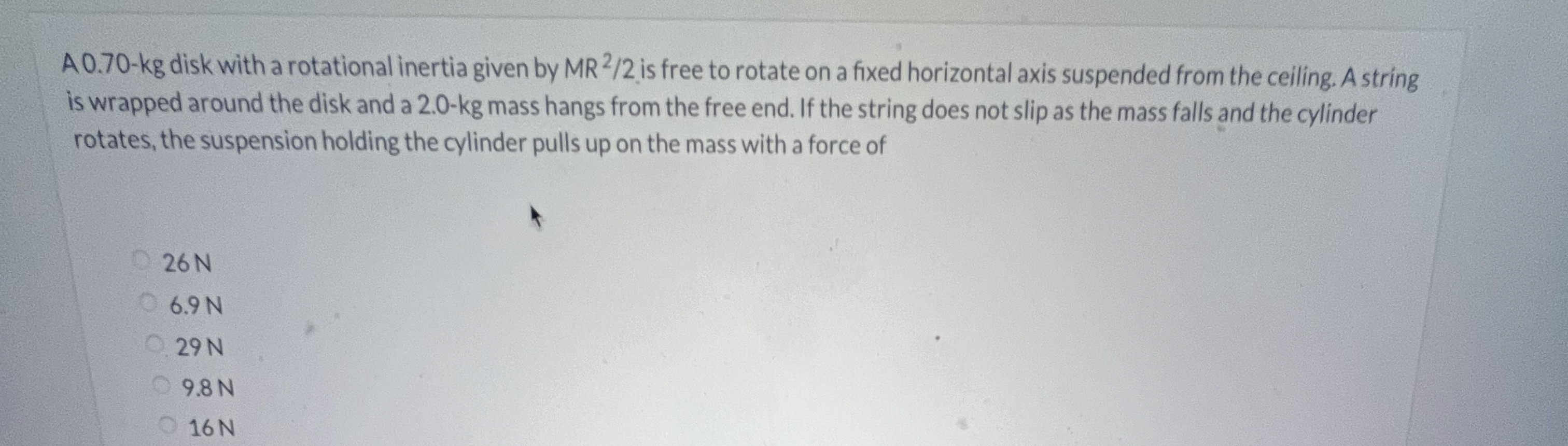 A 0 . 7 0 - k g disk with a rotational inertia