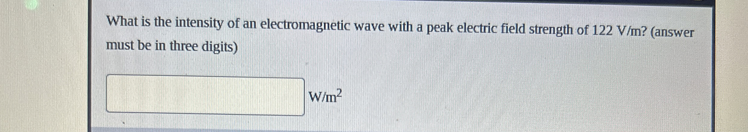 What is the intensity of an electromagnetic wave