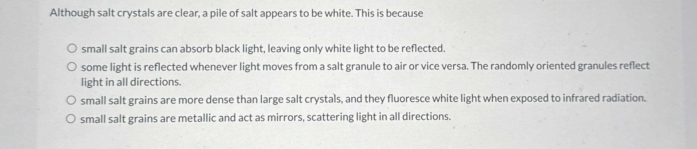 Although salt crystals are clear, a pile of salt