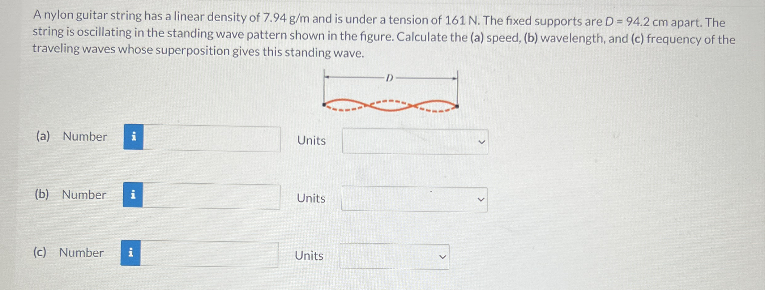 A nylon guitar string has a linear density of 7 .