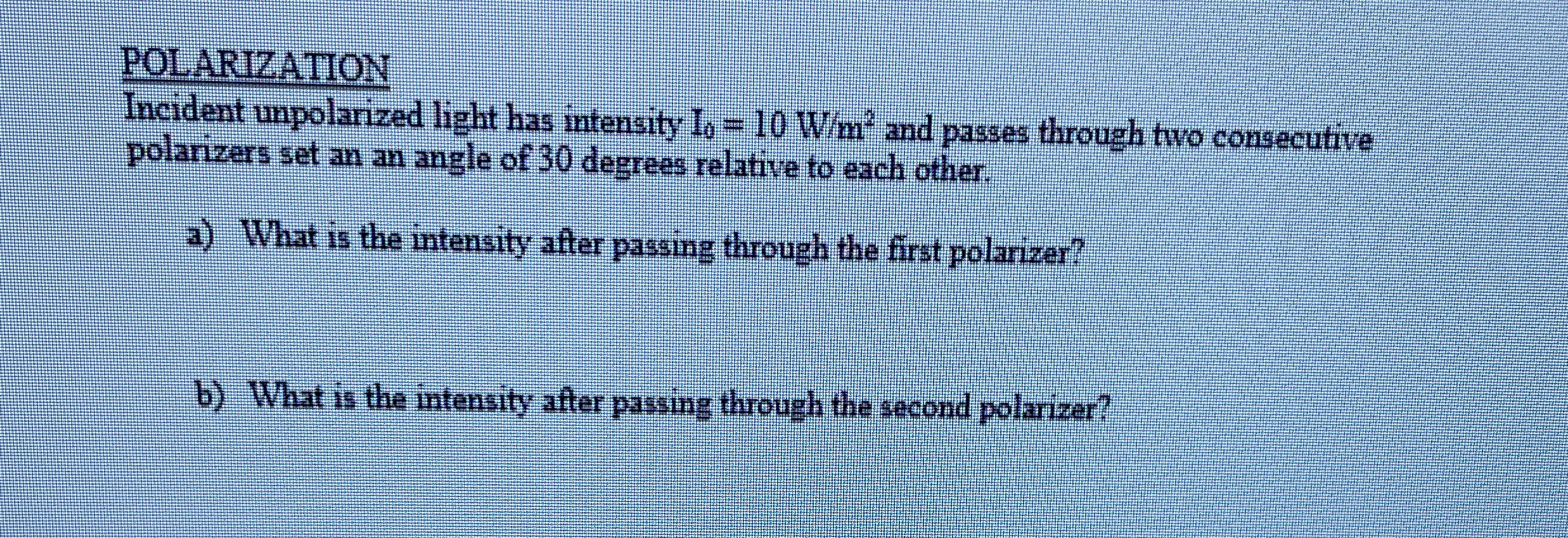 POLARIZATION Incident unpolarized light has