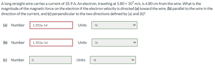 A long straight wire carries a current of 3 5 . 9