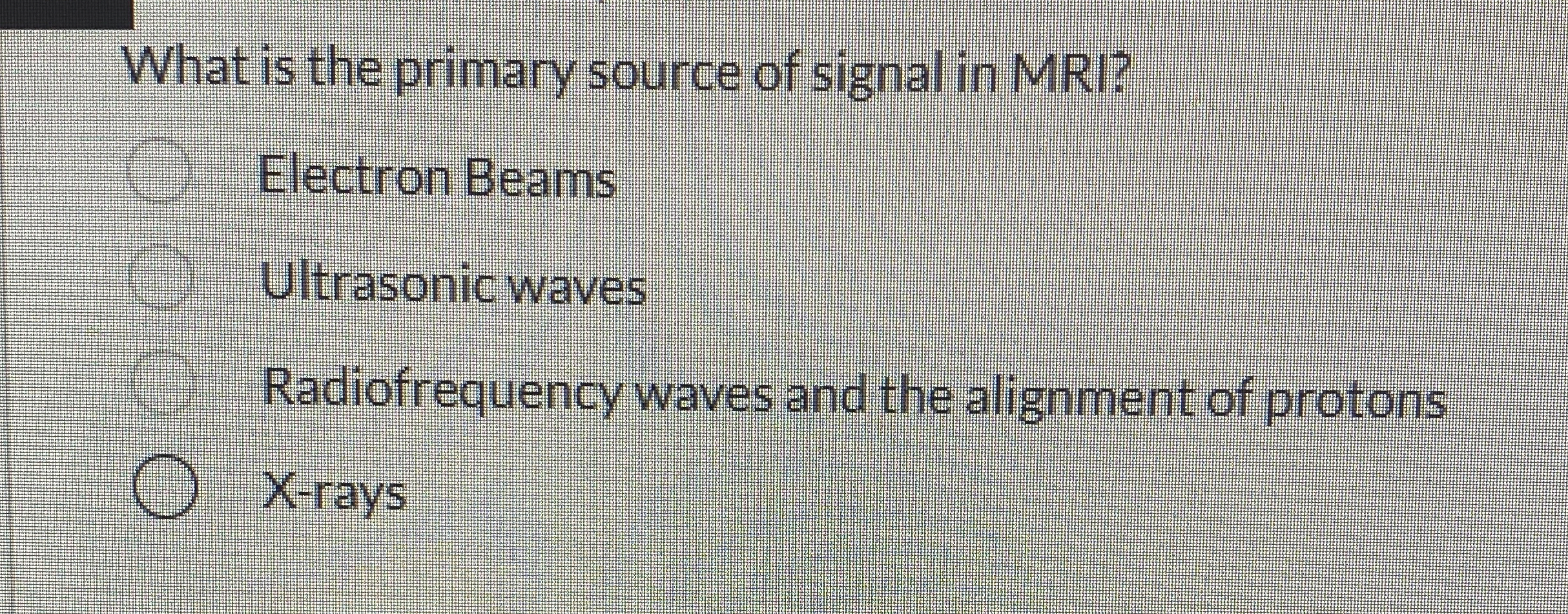 What is the primary source of signal in MRI?