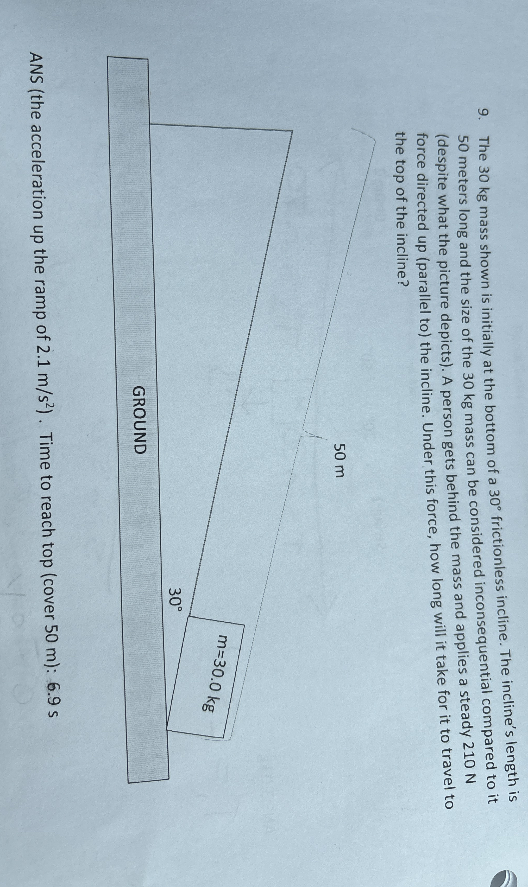 The 3 0 kg mass shown is initially at the bottom