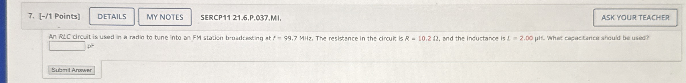 [ - / 1 Points ] SERCP 1 1 2 1 . 6 . P . 0 3 7 .