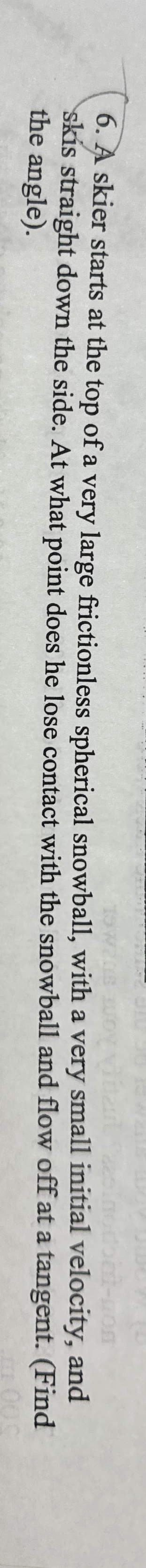 A skier starts at the top of a very large