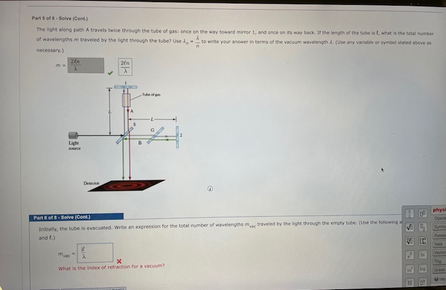 Initially, the tube is evacuated. Write an