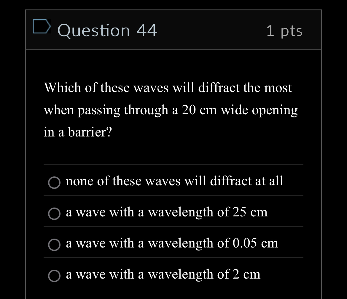 Question 4 4 1 pts Which of these waves will