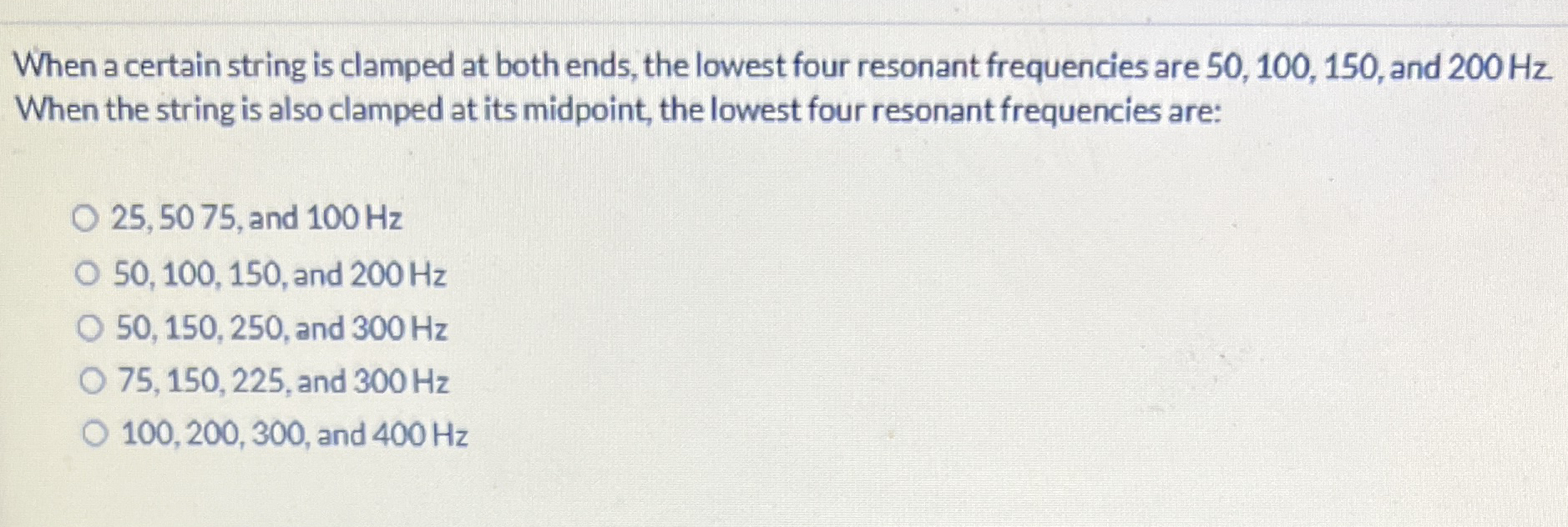 When a certain string is clamped at both ends,